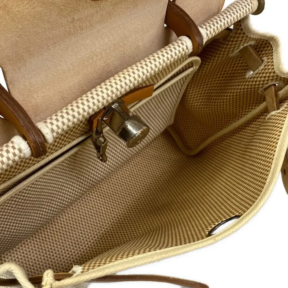 Hermès Herbag PM Handbag Cream Brown Toile GM Leather